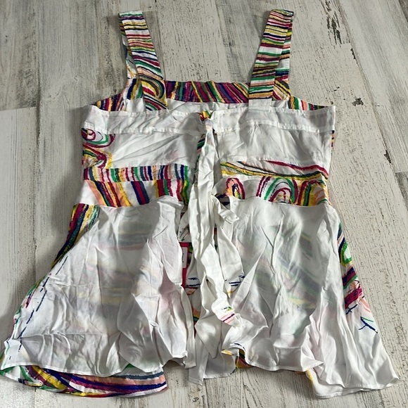 Anthropologie Plenty by Tracy Reese Rainbow Tecza Peplum Open Back Top XS. NWT - Picture 7 of 13